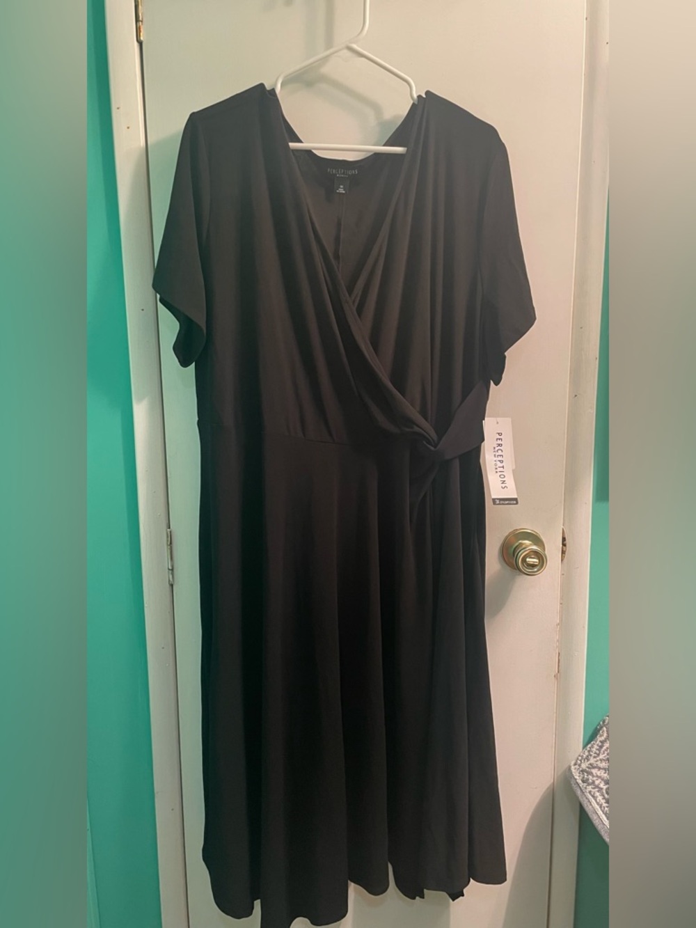 Perceptions Black Wrap-Style Women’s Dress 3X NWT